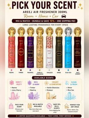 Areej Air Freshener 300ml Pick Your Scent Room Car Spray